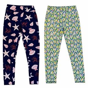 LuLaRoe One Size Leggings Bundle | Nautical Sea Shell & Geometric Print Set of 2